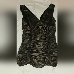 New Bebe Small Sleeveless Stretch Blouse Rushed Bronze NWT